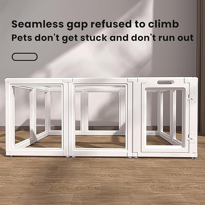 Dog Playpen,Dog Pen,Clear Dog Playpen, Acrylic Dog Pen，Easy to Install and Remove Dog Playpen and Kennel Playpen, Suitable for Dogs, Cats,Dog Playpen Indoor (White, 23.6" H, 12 Pieces)