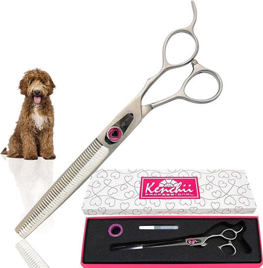 Kenchii Love Dog Grooming Scissors, 46 Tooth Thinning Shears, Dog Scissors for Grooming, Professional Pet Grooming Scissors, Heavy Duty, Durable and Sharp