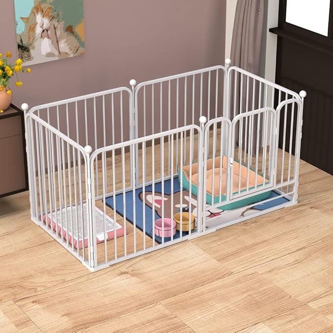 Dog Pen Pet Playpen Panel Pen Bunny Fence Indoor Outdoor Fence Playpen Heavy Duty Exercise Pen Dog Crate Cage Kennel(White)