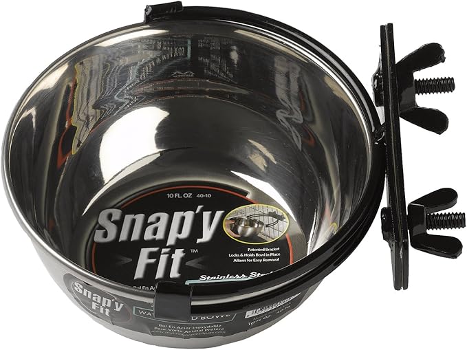 MidWest Homes for Pets Snap'y Fit Stainless Steel Food Bowl/Pet Bowl, 10 oz. for Dogs, Cats, Small Animals