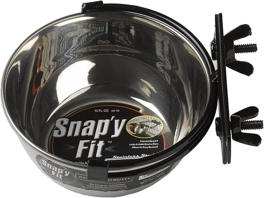 MidWest Homes for Pets Snap'y Fit Stainless Steel Food Bowl/Pet Bowl, 10 oz. for Dogs, Cats, Small Animals