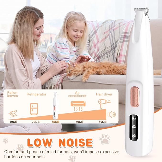 Dog Paw Trimmer, Paw Trimmer for Dogs with LED Light,Waterproof,Rechargeable Pet Paw Trimmer,18 mm Widen Blade,Low Noise Dog Hair Trimmer Dog Trimmer for Dogs Cats Paws Face Eyes Ears Rump