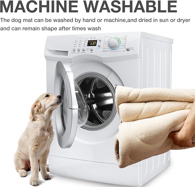 Dog Crate Pad,Machine Washable&Waterproof Dog Bed Mat,Reversible Dog Sleeping Bed,Kennel Bed for Large/Extra Large Dog,Cage Cushion,Beige