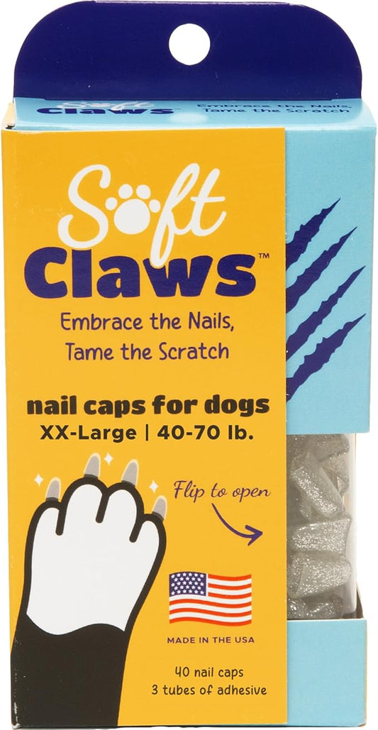 Canine Soft Claws Nail Caps, XX-Large, Silver