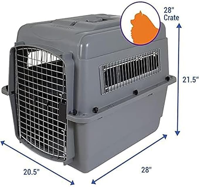 Petmate Sky Kennel - For Air and Travel, Airline Approved Dog Crate for Pets up 15-30 lbs, Heavy Duty Dog Kennel, Made in the USA- 28 Inches