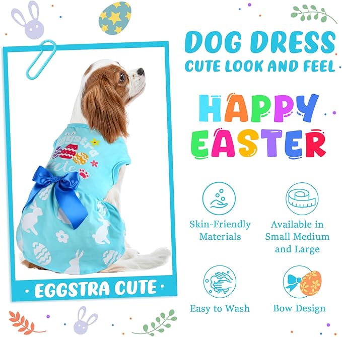 Dog Easter Outfit Cute Happy Easter Day Dog Dress Bunny Eggs Easter Dog Cat Clothes Pink Tulle Pet Doggie Apparel Outfit with Bowknot for Small Dogs Puppy Cat Girl Costume