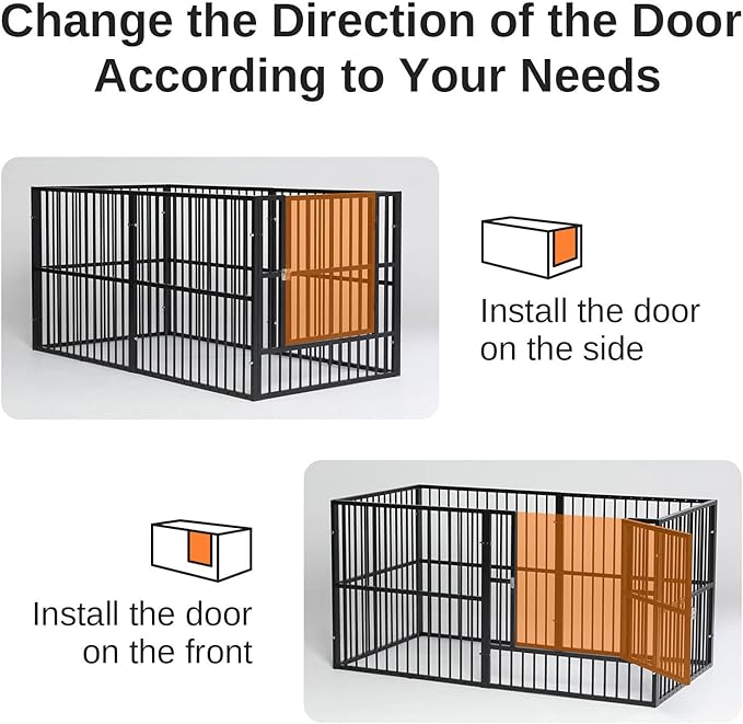 Dog Playpen - 32" Height Dog Pen, Heavy Duty Puppy Pen with Door, Safe & Sturdy, Easy Assemble for Indoor/Outdoor Pet Playpen (Door Panel, Black)