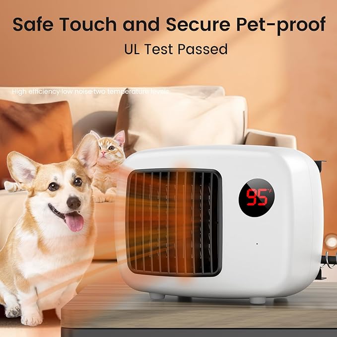 Dog House Heater, 300-600W Pet Heating for Dogs Chicken Coops Garage Greenhouse Gift for Farm Garden Lover, Anti Chew Cord & Safe Overheat Protection, Fast 2 Heating Mode