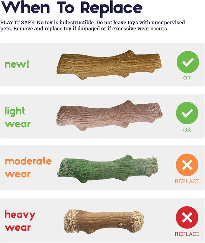 Petstages Dogwood Puppy Durable Dog Chew Toys, Real Wood & Teething Bone, 2-Pack, Small