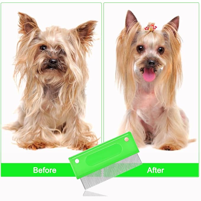 5 Pieces Pet Grooming Comb, Pet Hair Comb Rubber Handle Dog Hair Comb, Dog Eye Combs Pet Grooming Comb Flea Comb for Dog/Cat/Small Pets Removing Eye Mucus, Removes Knots, Mats and Tangles