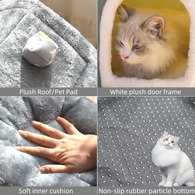 Dog House Indoor, Foldable Soft Kennel Bed Warm Cat Nest Puppy Cave with Cushion for Small Medium Large Dogs Cats (S-Within 9 lbs)