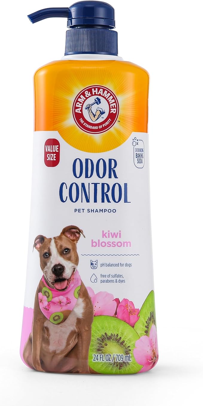 Arm & Hammer for Pets Odor Control Pet Shampoo, Value Size Bottle with Pump | Odor Eliminating Dog Shampoo | Great for All Dogs & Puppies, Fresh Kiwi Blossom Scent, 24 oz