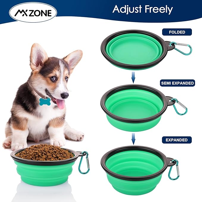 Collapsible Dog Bowls, 3 Pack Collapsable Doggy Water Bowl for Cats Dogs, Portable Travel Dog Feeding Watering Dish for Pet Camping Walking with 2 Carabiners