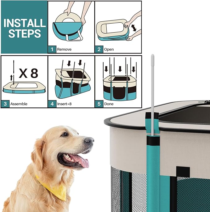 NOCOEX Foldable Playpen for Dogs & Cats, Portable Dog Crates Pet Kennel Tent Fence, Puppy playpen Indoor, Outdoor Travel Use Camping with Carrying Case for Small Medium Dogs,Cats,Animals,Rabbits