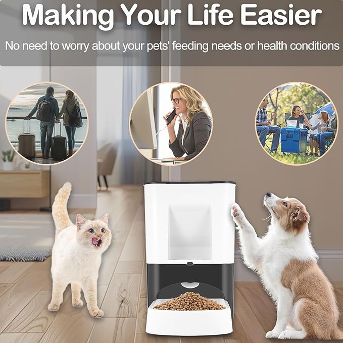 Large Automatic Dog Feeder - 14L Extra Large Breed Auto Dog Feeder, Timed Programmable Pet Food Dispenser, Portion Control Voice Recording