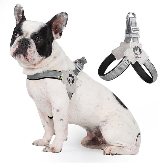Dog Harness Y-Shaped Harness Breathable Heat Dissipation Easy to Wear Night Reflective Signs for Small and Large Dogs to Wear (Black,XL Bust 24in-28in)