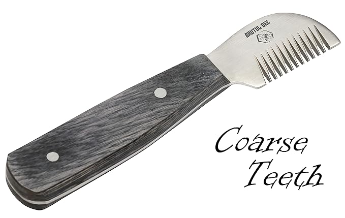 Bee Dog Grooming Coat Stripping Knife Stripper Trimmer Tool Wooded Handle Stripping Knives Set of 5 in Stainless Steel Non-Slip Tools for Grooming Dogs (BLACK)