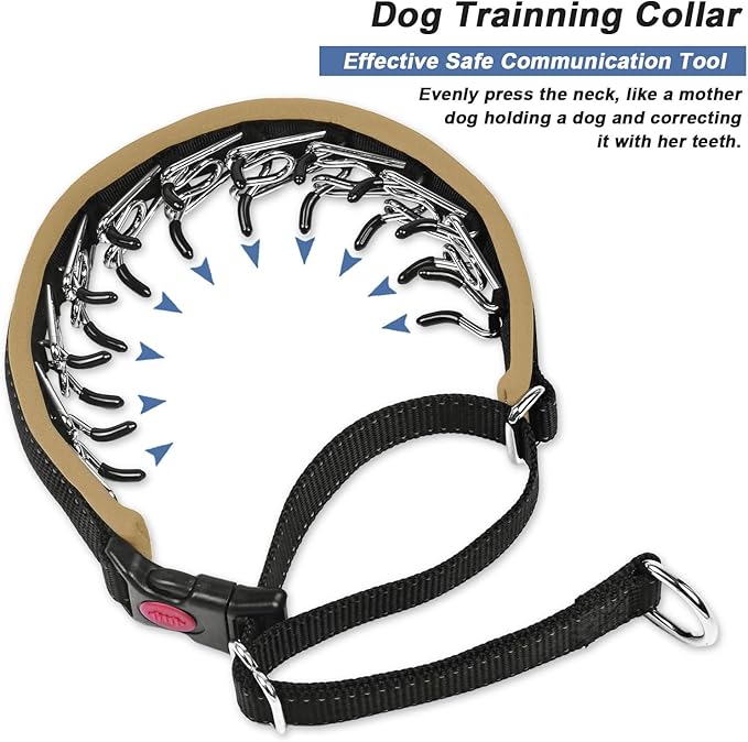 Martingale Collar for Dogs, Heavy Duty Nylon No Pull Dog Collar with Buckle, Adjustable Anti Pull Collar Reflective Slip Collar for Large Medium Small Dog Training Walking L Khaki