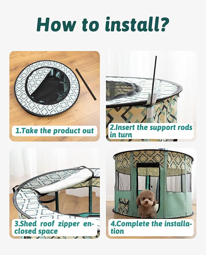 BNOSDM Rabbit Playpen with Zippered Top Portable Small Pet Cage Tent Bunny Foldable Pop Up playpen Indoor Outdoor Travel Use Exercise Yard Fence for Rabbits Ferrets Cats Guinea Pigs