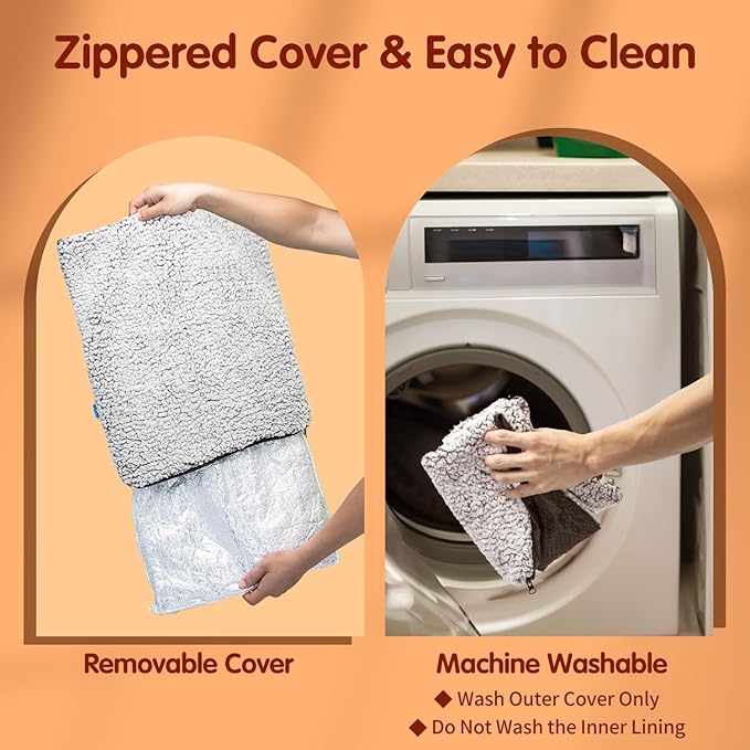 Nobleza Self Warming Cat Bed, Super Soft Thermal Dog Crate Bed Mat for Sleeping, Washable Anti-Slip Self Heating Pet Kennel Pad for Small Medium Cats Dogs Indoor Outdoor (LightGray, S)