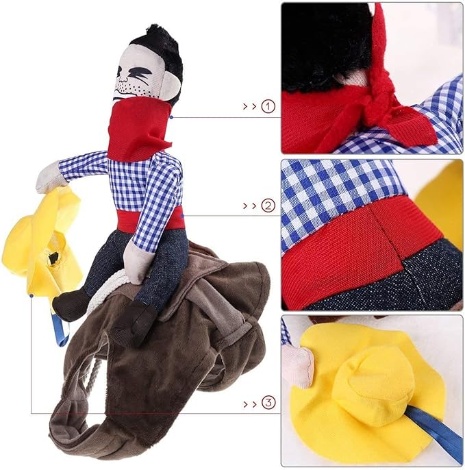 iSmarten Cowboy Rider Dog Costume Dogs Outfit Knight Style Doll Hat Halloween Day Pet Costume (XL)