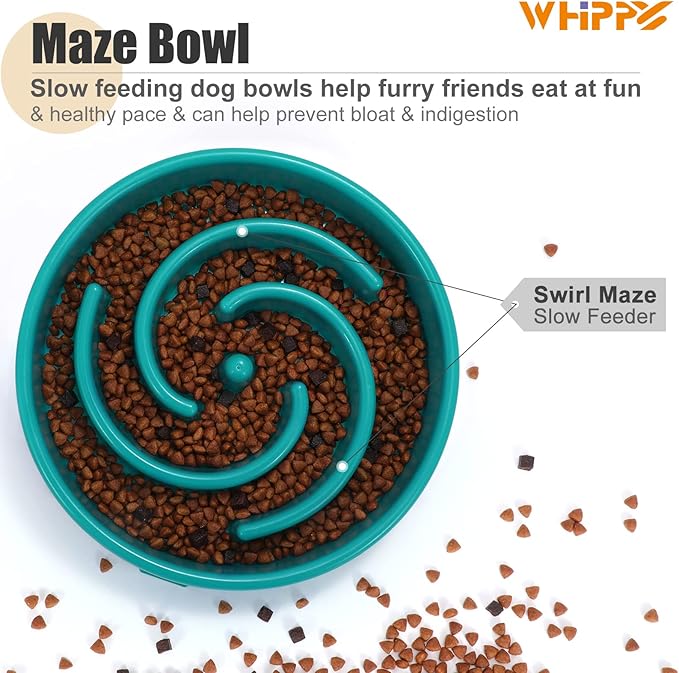 WHIPPY Slow Feeder Bowl for Small Medium Dog Fun Maze Feeder Dog Food Water Bowl Anti-Slip Puzzle Bowl No Chocking Healthy Interactive Bloat Stop Dog Bowl Dish,Medium,Dark Blue