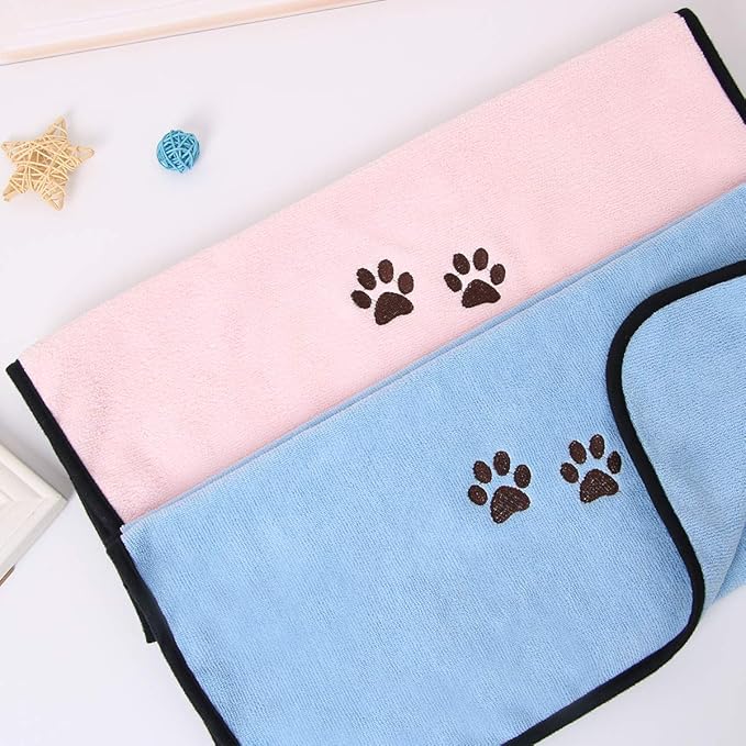 Pet Dog Cat Microfiber Drying Towel Ultra Absorbent Great for Bathing and Grooming (2-Pack)