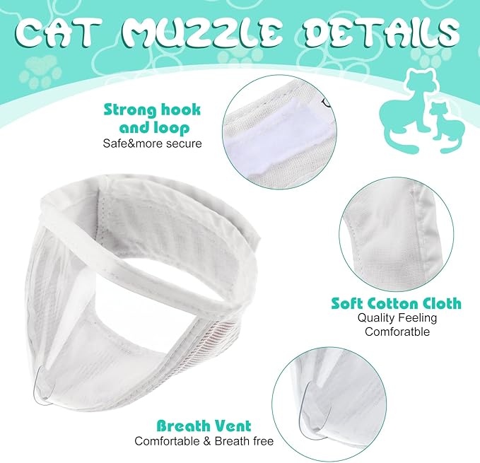 Hillban Cat Muzzle for Grooming with 4 Silicone Boots Breathable Transparent Face Guard Silicone Cat Claw Covers Anti Scratch Booties to Prevent Scratching Biting Bathing Trimming(Medium)
