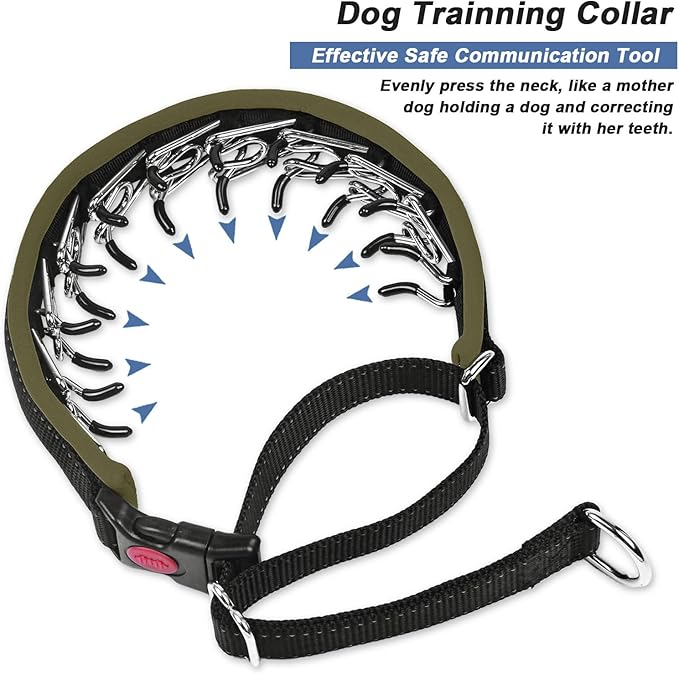 Martingale Collar for Dogs, Heavy Duty Nylon No Pull Dog Collar with Buckle, Adjustable Anti Pull Collar Reflective Slip Collar for Large Medium Small Dog Training Walking L Army Green