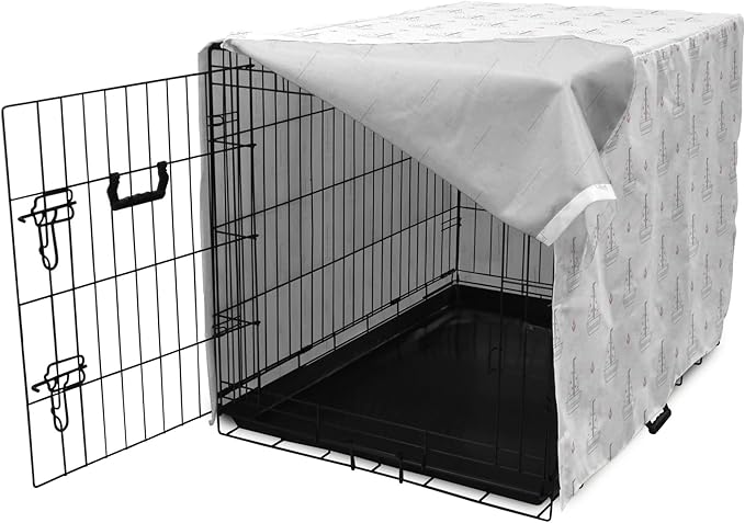 Lunarable Sail Boat Dog Crate Cover, Heart Patterned Sail with Anchor Ships Transportation Nautical, Easy to Use Pet Kennel Cover for Cats & Medium Dogs, 24 Inch, Blush Black White