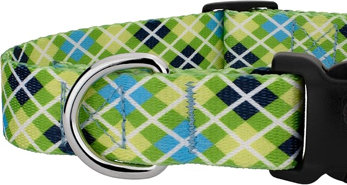 Country Brook Petz - Deluxe Margarita Argyle Dog Collar - Made in The U.S.A. - Plaid and Argyle Collection Featuring Charming Designs (1 Inch, Medium)