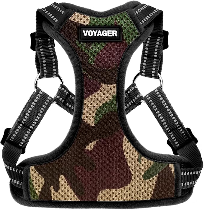 Best Pet Supplies Voyager Adjustable Dog Vest Harness Breathable No Pull Harness for Small, Medium, Large Dogs, Harness for Walking, Jogging, Easy Step-in, Reflective Stripes - (Army Base), XL