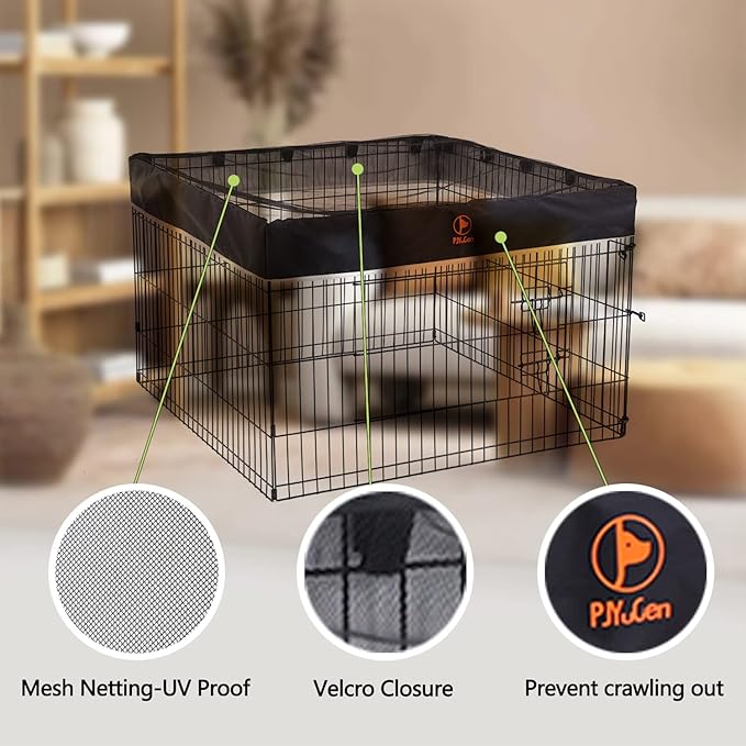 PJYuCien Mesh Top Cover - Fits 4 Panels 36 Inch Width Plastic/Metal Pet Pen Square Dog Playpen (Note: Only Pen Top Cover, NO PLAYPEN!!!)