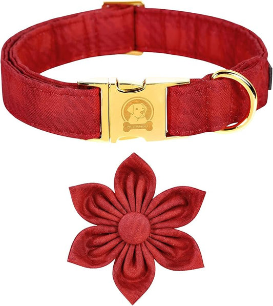 Christmas Dog Collar, Dog Collar with Flower, Adjustable Flower Dog Collars, Boy Girl Dog Collars for Small Medium Large Dogs