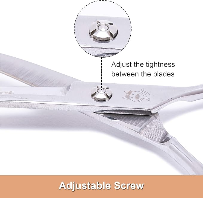 LovinPet Pet Grooming Scissors Professional Dog Cat Grooming Shears with Round Blunt Tip Stainless Steel, Dog Curved Scissors for Grooming Cats Dogs Grooming Tools