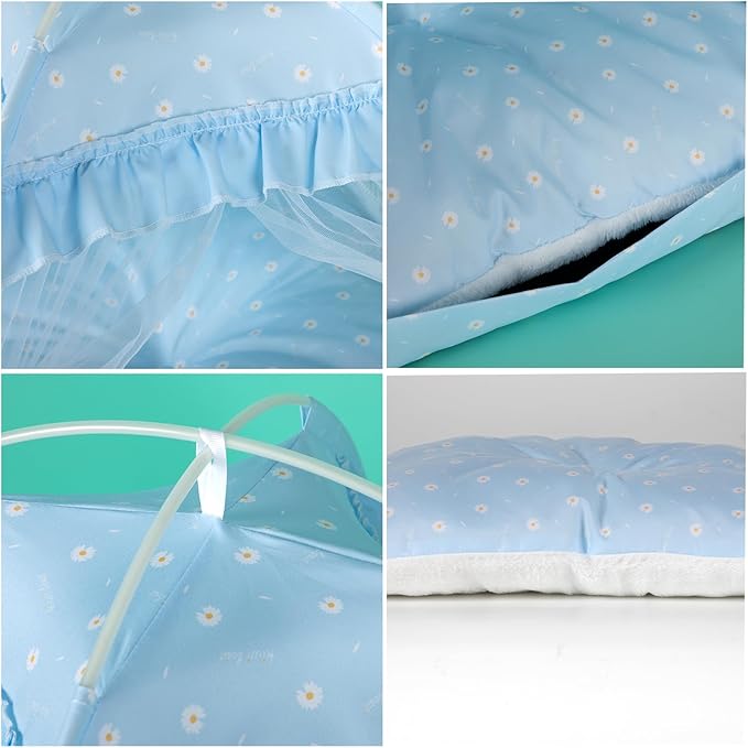 Cat Princess Bed Tent House - Kitty Cute Tent Indoor,Small Dog House Indoor/Outdoor Cave Nest Bed Small Dog Tent for Cat,Puppy Tent (19.6"x19.6"x17.7"/Blue)