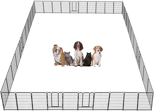 Dog Playpen,32/40/45 Inch Height in Heavy Duty, Folding Indoor Outdoor Anti-Rust Dog Exercise Fence, Portable Pet Playpen with Door for Large Medium Small Dogs and Pet (40 Panels, 40 Inch) Silver