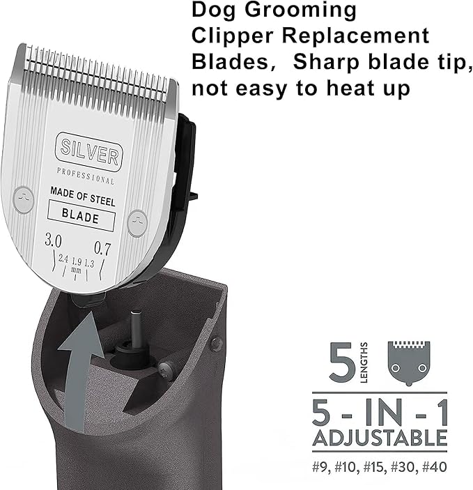 5 in 1 Replacement Blades Compatible with Wahl Bravura .Chromado，Creativa，Figura Dog Clippers for Dogs Grooming-(1PC)