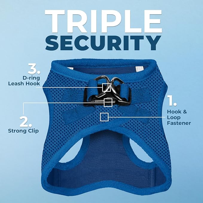 Voyager Step-in Air Dog Harness - All Weather Mesh, Reflective, No Pull Harness for Small, Medium Dogs, Cats - Secure with Hook & Loop Fastener, Buckle, Double D-Rings - Royal Blue, S