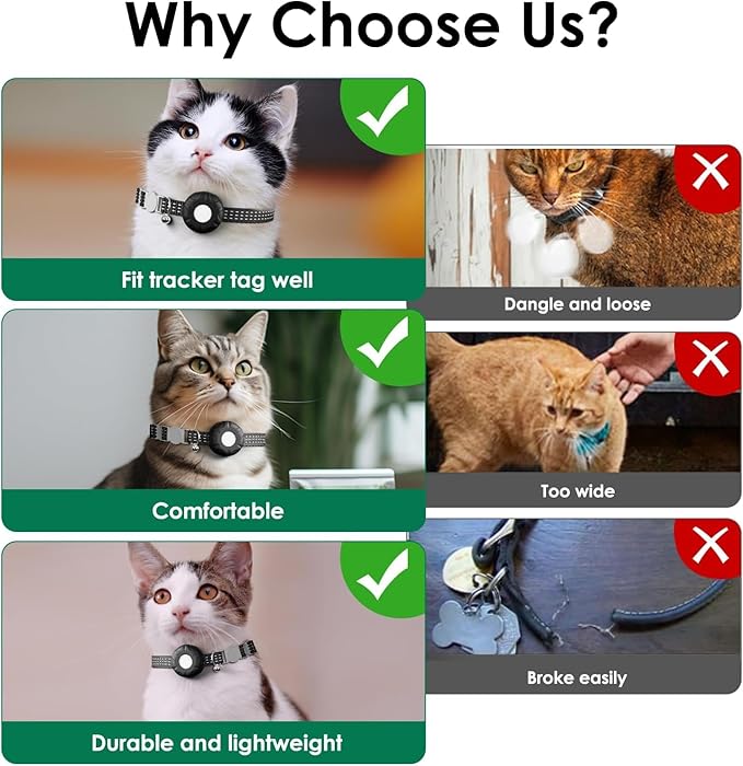 Pet Tracker for Cats,GPS Cat Tracker,Smart Pet Location Tracker with Collar and Holder,Waterproof Cat GPS Tracker Tracking Device,No Monthly Fee,Works with Apple Find My(iOS Only)-Black