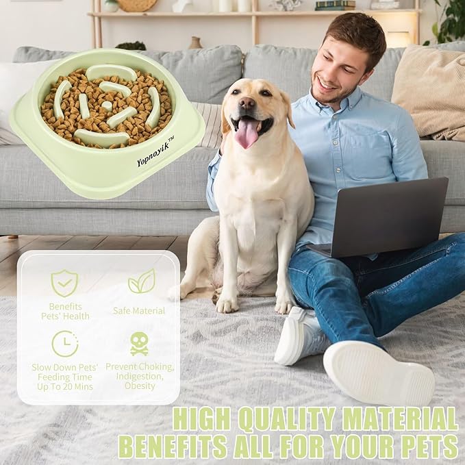Slow Feeder Dog Bowls for Healthy Eating, Non-Slip and Anti-Choking Design, Reduces Bloating & Overeating for Large Dogs, Easy to Clean