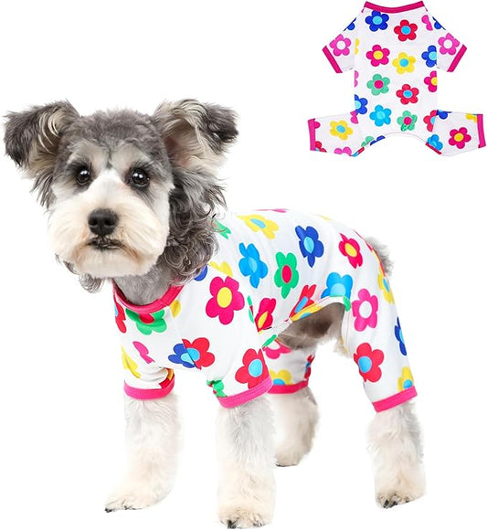 Dog Pajamas Spring Summer Dog Clothes for Small Medium Dogs Girl Boy Cute Soft Puppy Pjs Clothes Doggie Onesies Cat Pet Jammies Outfit (Rose,S)