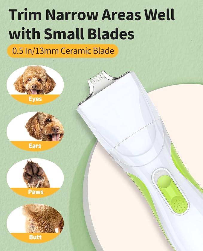 Low Noise Dog Paw Trimmer, Cordless Small Clippers for Grooming With Ceramic Blade, Waterproof Shaver for Cats, Eyes, Ears, Face, Rump