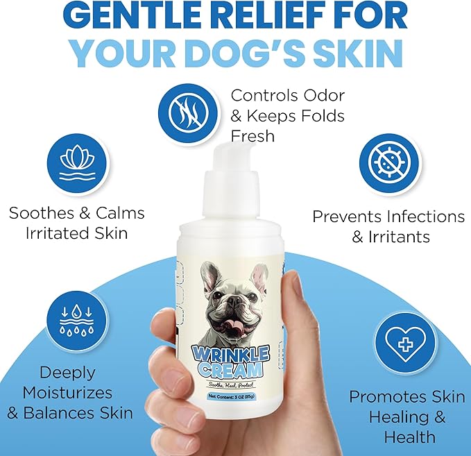 Bulldog Wrinkle Wipes & Cream Combo – Dual‑Texture Dog Face Wipes & Soothing Wrinkle Paste – 100 Wipes + 85 g Cream