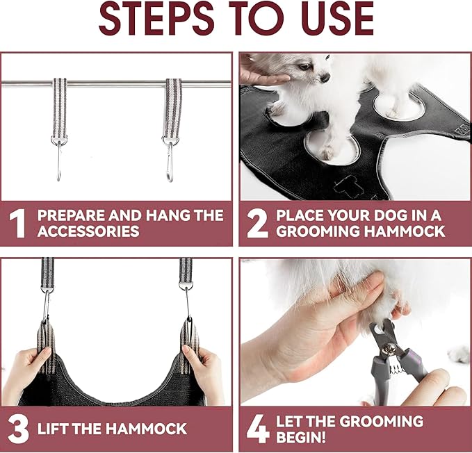 Dog Grooming Hammock for Small Dogs, 45 lbs | 5-in-1 Grooming Hammock with a Glove | Small Dog Grooming Hammock - Dog Harness for Nail Trimming - Pet Grooming Hammock for Dogs at Home