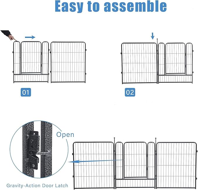Dog Playpen, Dog Fences for The Yard, Portable Outdoor Dog Playpen for Large/Medium/Small Dogs, Foldable Metal Dog playpen, with Doors (8 Panels, 45")