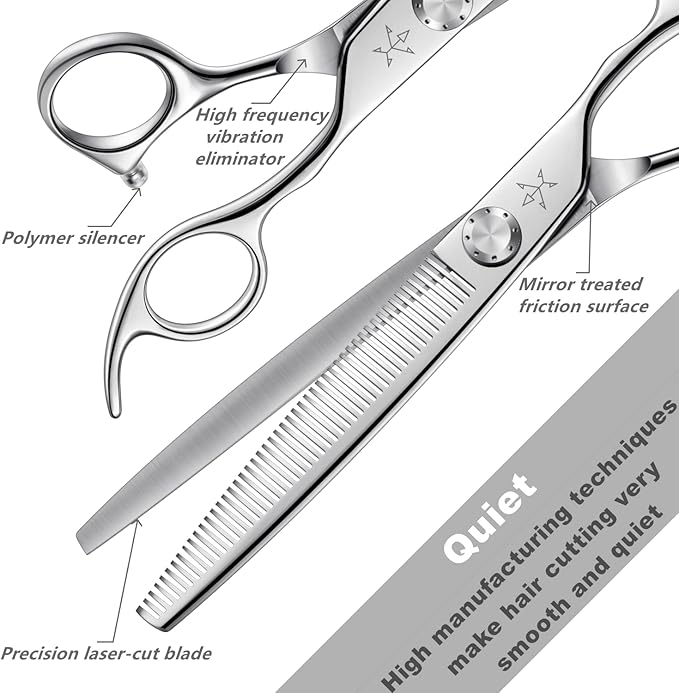 High-end Professional Dog Grooming Thinning Scissors Teeth Cutting Blending Shears Pet Texturizing Shears 7.5 Inch Extremely Very Sharp Stainless Steel Alloy For Cat Horse And Other Animals