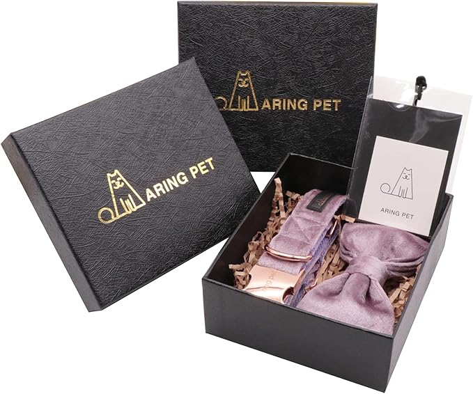 ARING PET Bowtie Dog Collar-Velvet Dog Collars with Removable Bowtie, Adjustable Bowtie Collar for Girl and Boy Dogs.