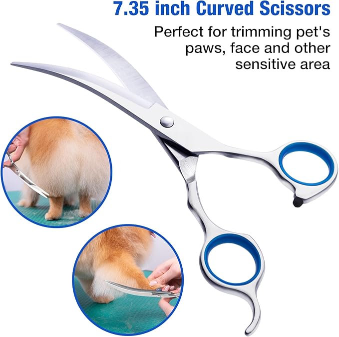 Dog Grooming Scissors Kit, 5 in 1 Dog Grooming Scissors, Professional Stainless Steel Pet Shears