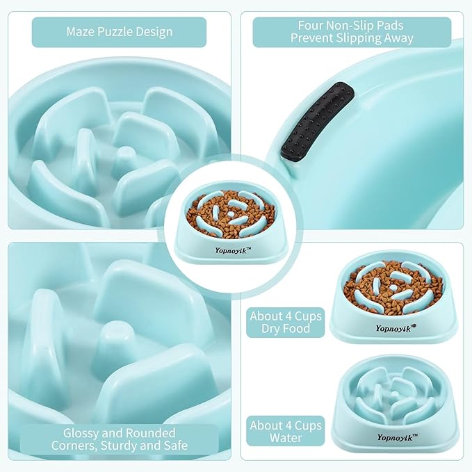 Slow Feeder Dog Bowls for Healthy Eating, Non-Slip and Anti-Choking Design, Reduces Bloating & Overeating for Large Dogs, Easy to Clean